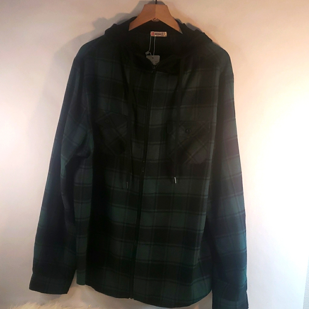 H2H Mens Plaid Hoodie Shirt